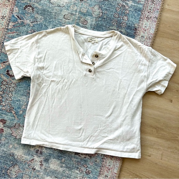Madewell Tops - Madewell cropped oversized boxy tee | White, size L